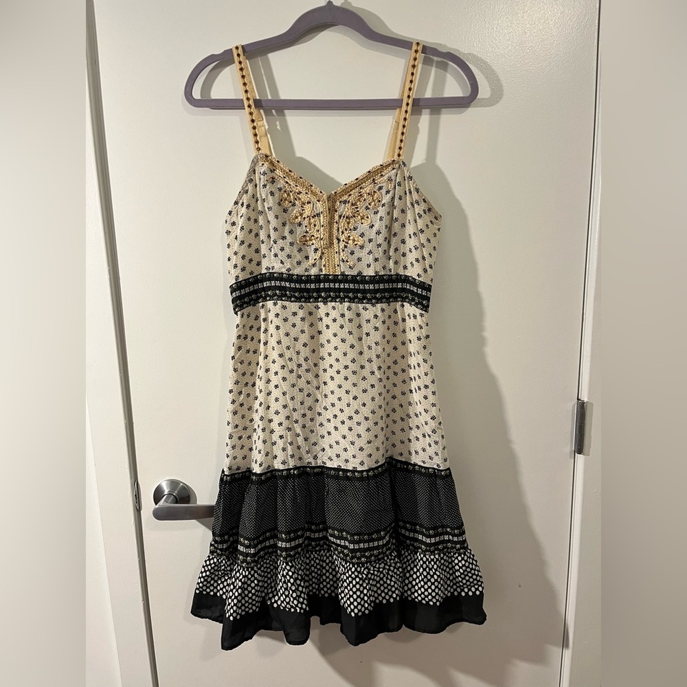 Free People Cream Embroidered Dress